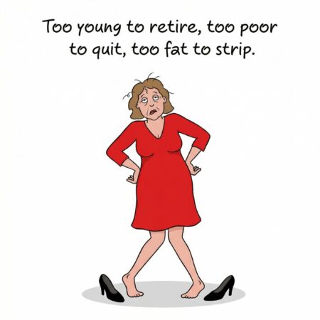 Retire quit strip shoes off