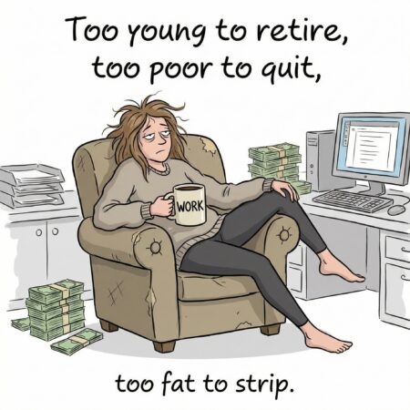 Retire quit strip leg over chair